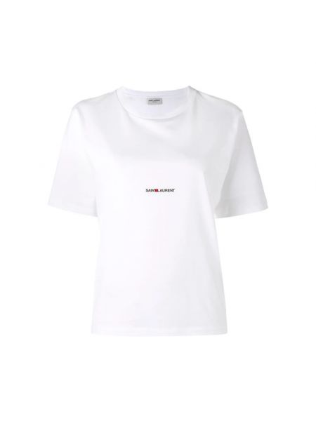 Koszulka z okrągłym dekoltem Saint Laurent biała