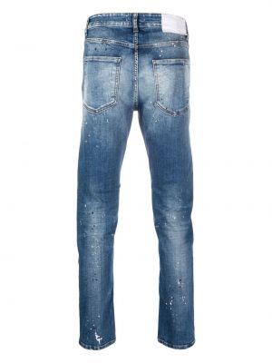 Slim fit skinny džíny s nízkým pasem s oděrkami Pmd modré