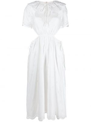 Мини рокля бродирана Self-portrait бяло