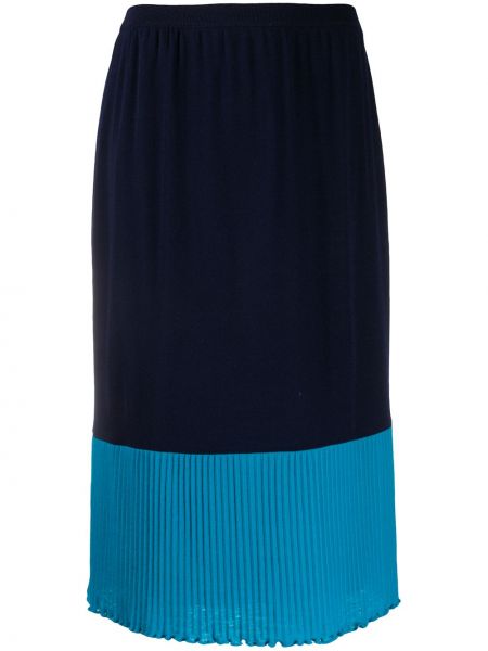 Vlněné plisovaná sukně Yves Saint Laurent Pre-owned - modrá