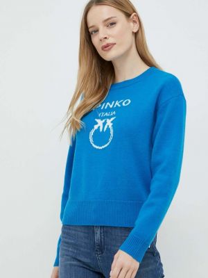 Sweter wełniany Pinko niebieski