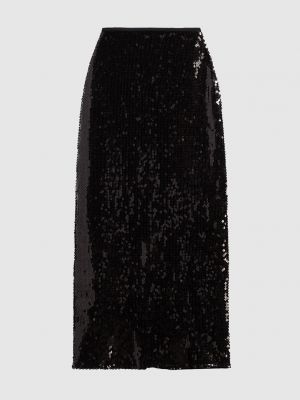 Черная юбка миди с пайетками David Koma