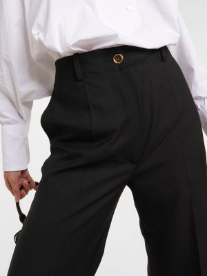 Μάλλινο παντελόνι σε φαρδιά γραμμή Patou μαύρο