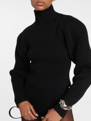Jersey cuello alto de lana de cachemir con cuello alto Alaïa negro