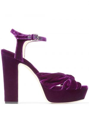 Sandale de catifea cu platformă Jimmy Choo violet