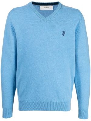Пуловер бродиран с v-образно деколте Pringle Of Scotland синьо