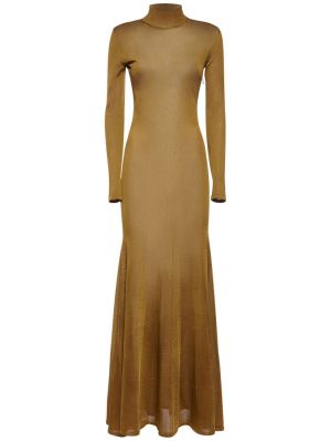 Sukienka długa z wiskozy z dżerseju Tom Ford żółta