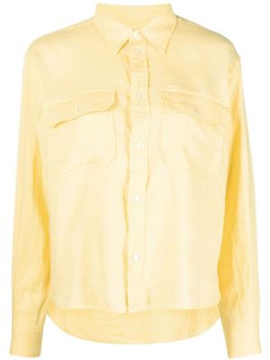 Kerek nyakú lenvászon csíkos ing Polo Ralph Lauren sárga