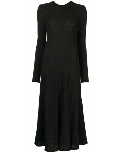 Bavlněné midi šaty s dlouhými rukávy Mame Kurogouchi - černá