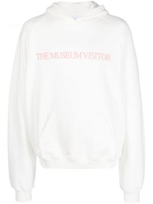 Oversize памучен суичър с качулка с принт The Museum Visitor бяло