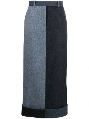Tvídová dlhá sukňa Thom Browne modrá