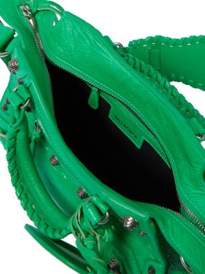 Kožená shopper kabelka Balenciaga zelená
