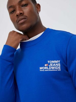 Bluza bawełniana z nadrukiem Tommy Jeans niebieska
