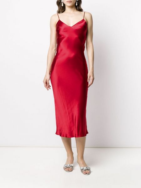 Hedvábné koktejlové šaty s perlami Gilda & Pearl červené