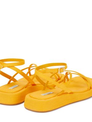 Ленени кожени сандали Gia Borghini жълто