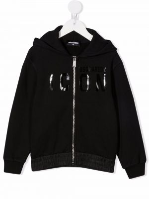 Trykt zip hettegenser for jenter Dsquared2 Kids svart