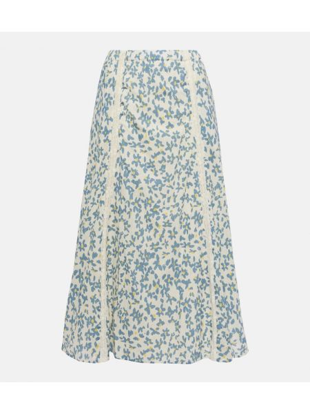 Pamučna midi suknja od samta s cvjetnim printom Velvet