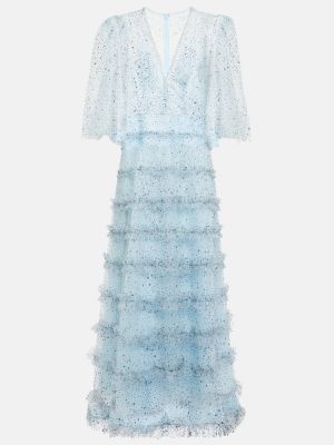 Μάξι φόρεμα από τούλι Costarellos μπλε