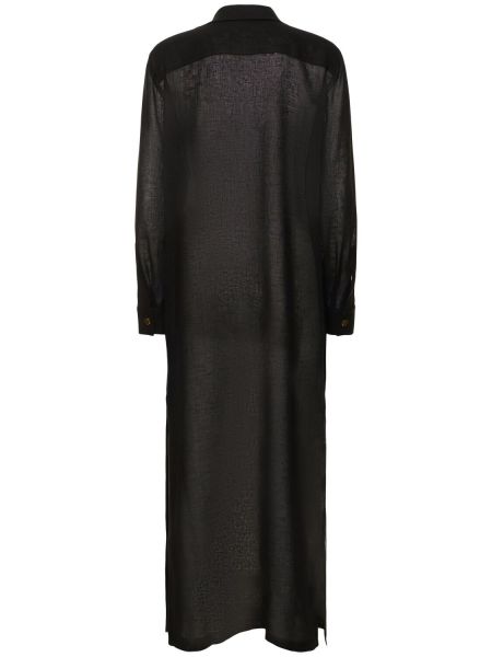 Krepa mežģīņu kleita ar šņorēm Michael Kors Collection melns