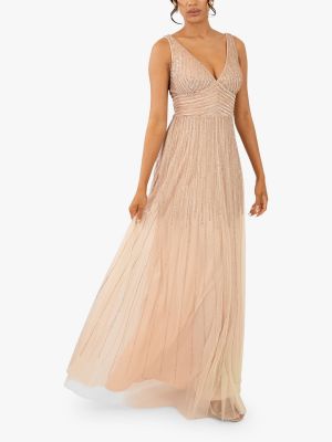 Длинное платье с бисером Lace And Beads розовое