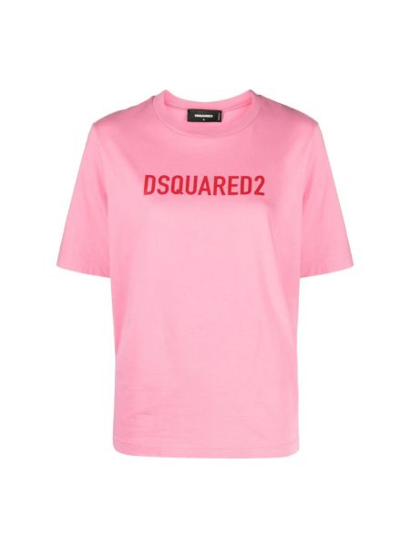 Koszulka bawełniana z nadrukiem Dsquared2 różowa