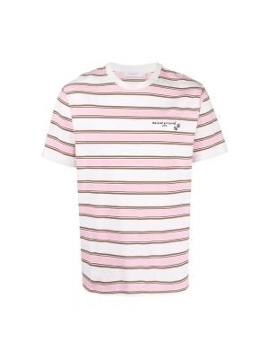 T-shirt w paski Maison Kitsune, różowy
