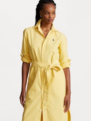 Длинное платье с длинным рукавом Polo Ralph Lauren желтое