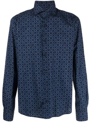Φλοράλ βαμβακερό πουκάμισο με σχέδιο Orian μπλε