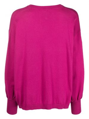 Pletený svetr s výstřihem do v Nude růžový