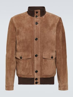 Giacca bomber in pelle scamosciata Tod's marrone