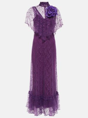 Krajkové midi šaty Rodarte fialové