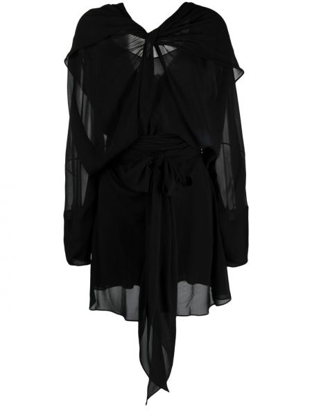 Svilena večerna obleka z draperijo Maison Margiela črna