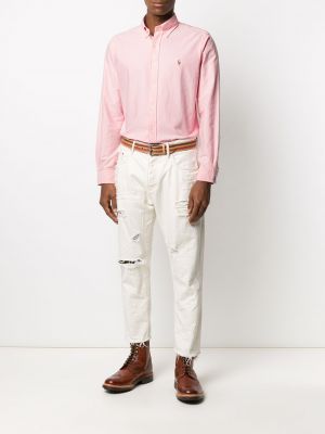 Péřová košile s výšivkou Polo Ralph Lauren růžová