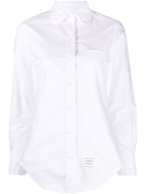 Długa koszula zapinane na guziki bawełniane w paski Thom Browne - biały