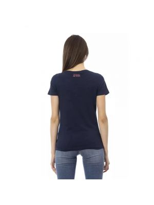 Camiseta de algodón con estampado Trussardi azul