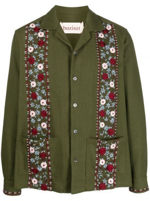Bombažna srajca s cvetličnim vzorcem Baziszt zelena
