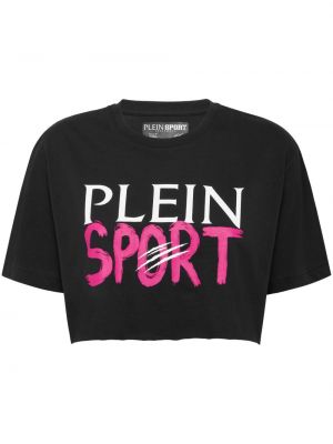 Raštuotas sportiniai marškinėliai Plein Sport juoda