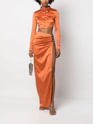 Saténové dlouhá sukně Gcds oranžové