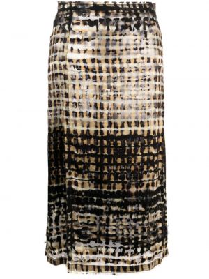 Kockovaná midi sukňa s potlačou so vzorom hadej kože Knwls
