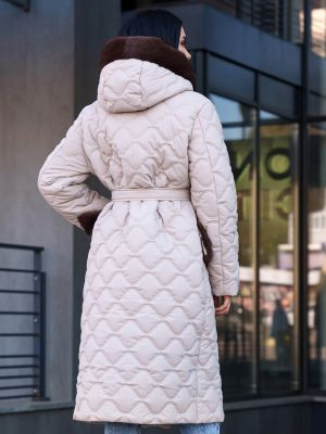 Бежевое утепленное нейлоновое пальто Jadone Fashion
