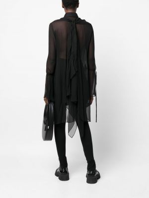Drapovaná průsvitná košile s knoflíky Yohji Yamamoto černá
