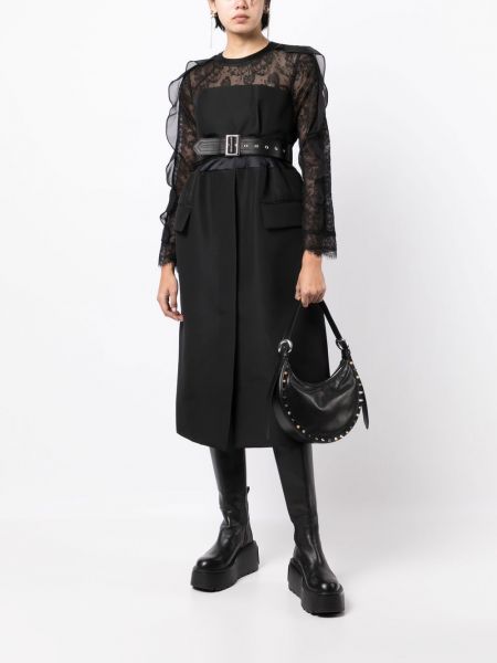 Krajkové midi šaty Sacai černé