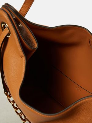 Kožená nákupná taška Valentino Garavani béžová
