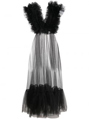 Прозрачна вечерна рокля с волани от тюл Alchemy черно