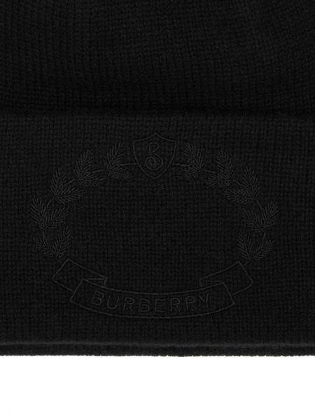 Dzianinowa haftowana czapka z kaszmiru Burberry czarna