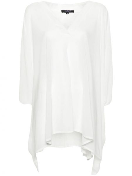 Priehľadné koktejlkové šaty Balmain biela
