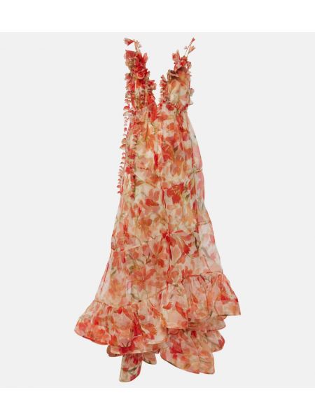 Vestido largo de seda de flores Zimmermann