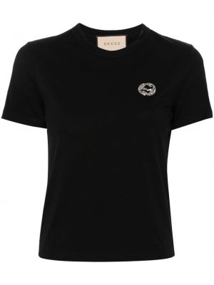 T-krekls ar kristāliem Gucci melns