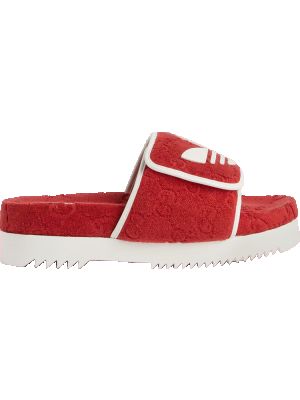 Хлопковые сандалии на платформе Adidas красные