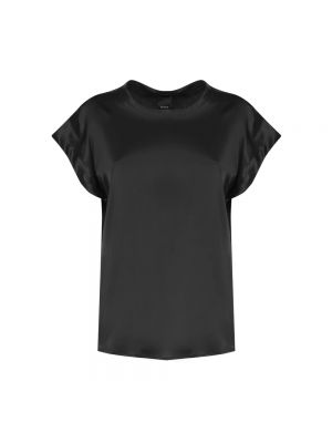 Jedwabna koszulka z krótkim rękawem Pinko czarna